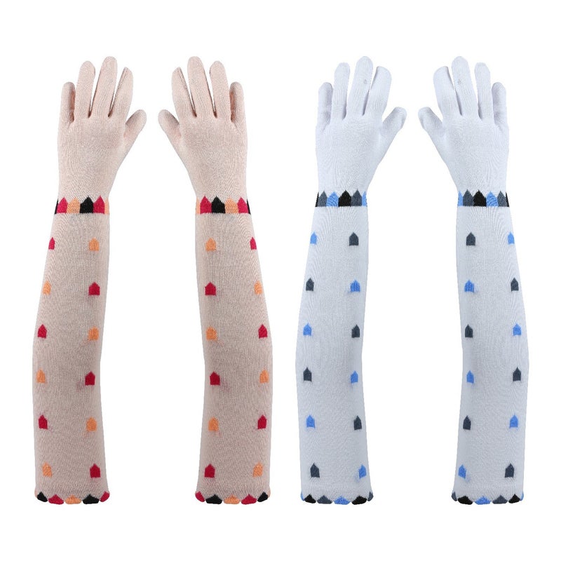 Footmate UV Sun Protection Driving Gloves Women with Breathable Cotton Material, Elbow Length Combed Cotton and Spandex Lightweight Hand Glove for Women’s/Girls - Free Size -(Pack of 2) - Image 4