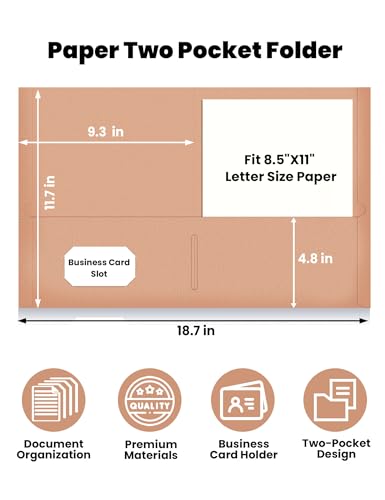 SUNEE Folders with Pockets (25 Pack, Pastel Colors), 2 Pocket Folders Fit Letter Size Paper, Paper File Folder for School Office Home Business - Image 2