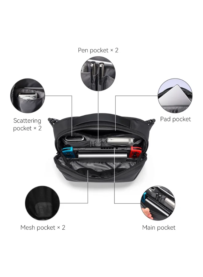MARK RYDEN Mark Ryden MR-303 Crossbody Shoulder Bag for Men – Lightweight PU Water-Resistant Sling Bag with iPad Pocket, Hidden Zipper Compartment &amp; Removable Strap – Compact Travel Organizer (Light Line Series)