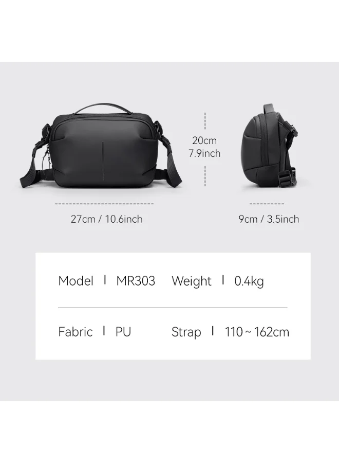 MARK RYDEN Mark Ryden MR-303 Crossbody Shoulder Bag for Men – Lightweight PU Water-Resistant Sling Bag with iPad Pocket, Hidden Zipper Compartment &amp; Removable Strap – Compact Travel Organizer (Light Line Series)