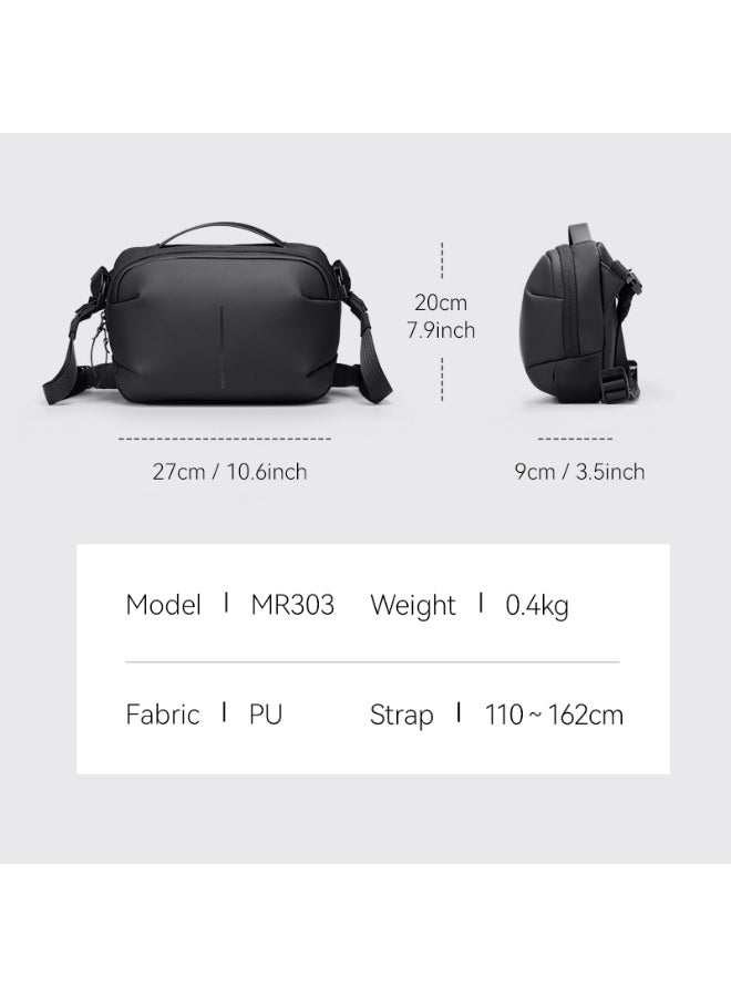Mark Ryden MR-303 Crossbody Shoulder Bag for Men – Lightweight PU Water-Resistant Sling Bag with iPad Pocket, Hidden Zipper Compartment & Removable Strap – Compact Travel Organizer (Light Line Series)