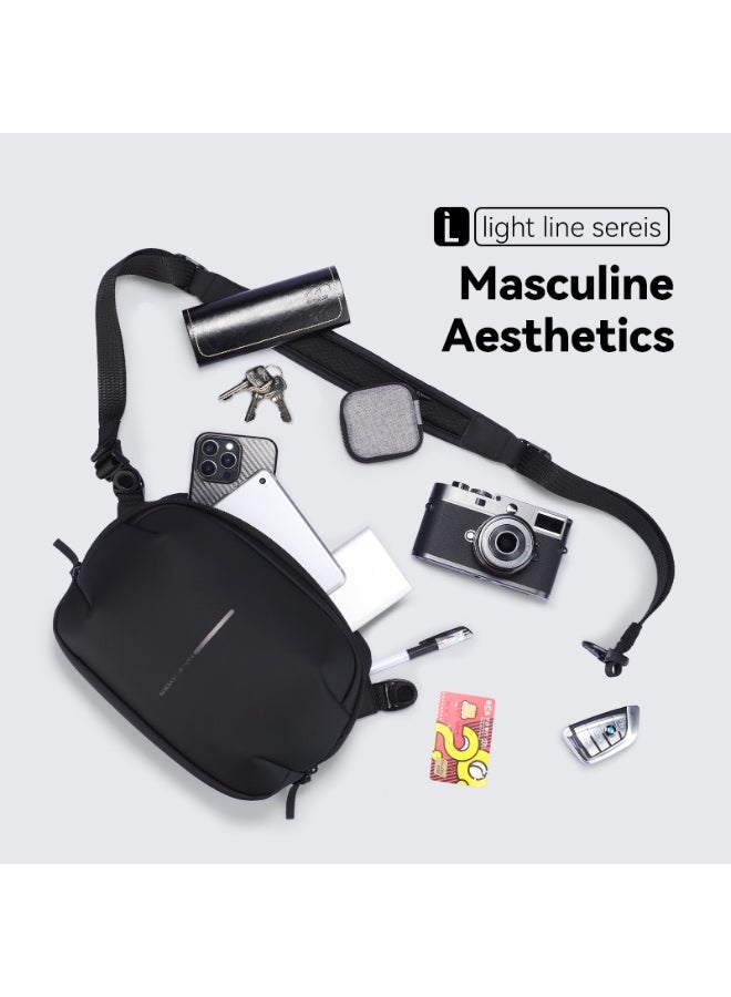 Mark Ryden MR-303 Crossbody Shoulder Bag for Men – Lightweight PU Water-Resistant Sling Bag with iPad Pocket, Hidden Zipper Compartment & Removable Strap – Compact Travel Organizer (Light Line Series)