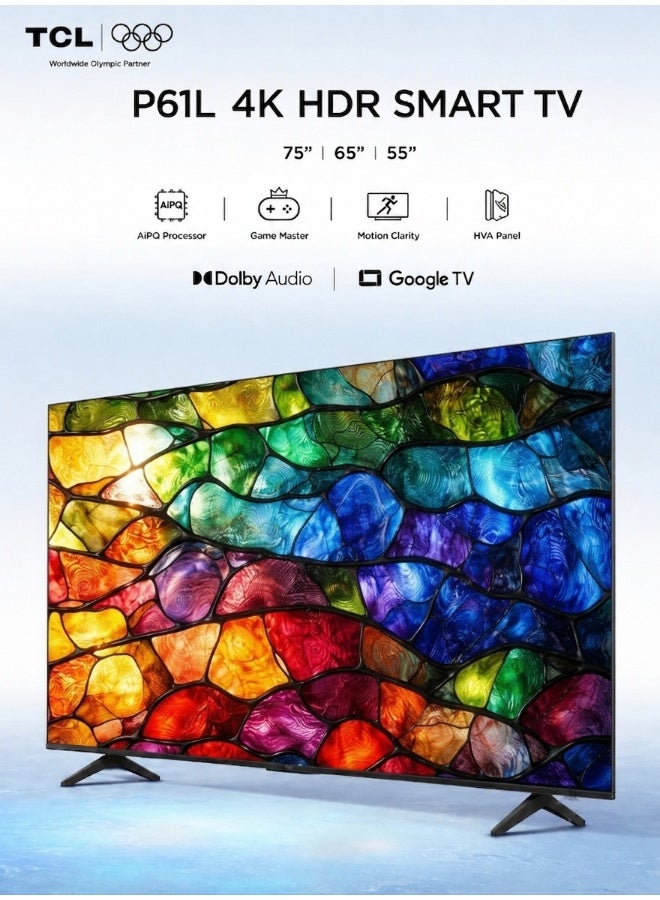 TCL 65-inch P61L 4K HDR Smart TV (2026 Model Google TV - International Version) - 65 Inch UHD TV With AiPQ Processor | Immersive Dolby Audio | HVA Panel | HDR10 | Metallic Bezel-less Design | Game Master UHD 65P61L Black - Image 4