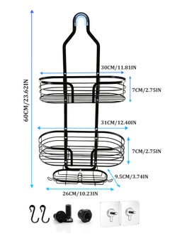 WinHolder Hanging Shower Caddy, No Blocking to Over Shower Head, Shower Organizer Hanger Storage Rack Shelf with Hooks Soap Shampoo Soap Holder, Soap Basket Never Rust Aluminum for Bathroom - Black  - Image 2