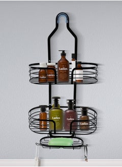 WinHolder Hanging Shower Caddy, No Blocking to Over Shower Head, Shower Organizer Hanger Storage Rack Shelf with Hooks Soap Shampoo Soap Holder, Soap Basket Never Rust Aluminum for Bathroom - Black  - Image 3