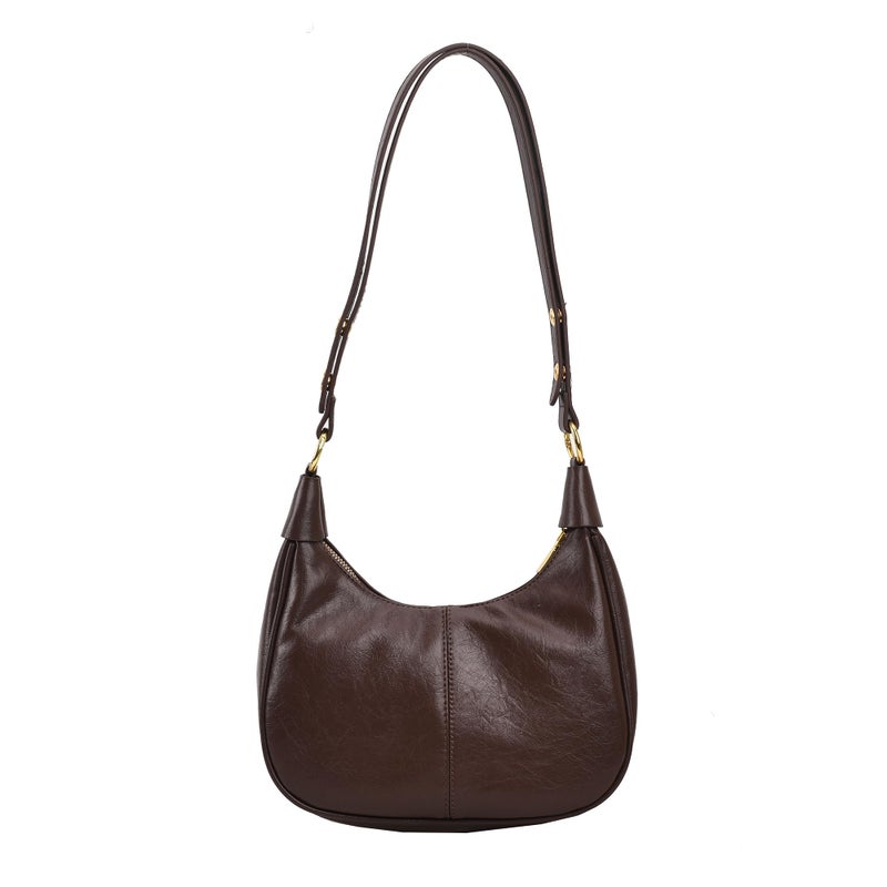 JYG Small Hobo Bags for Women Retro Crescent Coffee Shoulder Purse Fall Soft Crossbody Handbag 2025 - Image 1