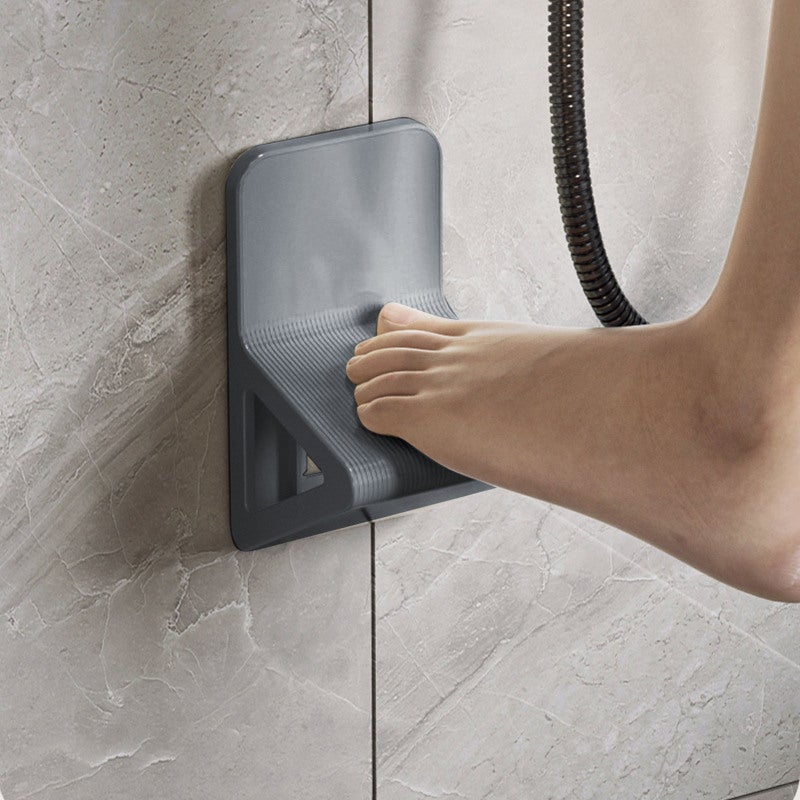 Shower Foot Rest: Gunmetal Gray No Drill Mount Anti Slip Pedal - Easy Installation Multifunctional Bathroom Accessory for Shaving Legs Shower Storage Home Use - Image 2