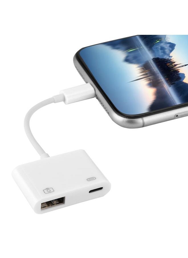 Thoraya - Lightning to USB 3.0 Camera Converter Data Sync Cable For Apple iPhone White - Image 1