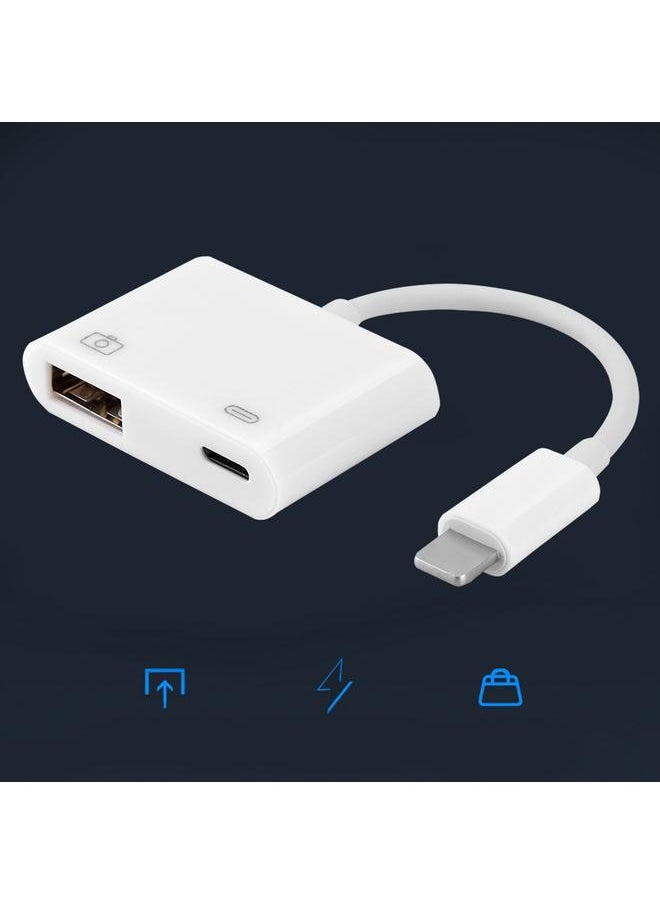 Thoraya - Lightning to USB 3.0 Camera Converter Data Sync Cable For Apple iPhone White - Image 1