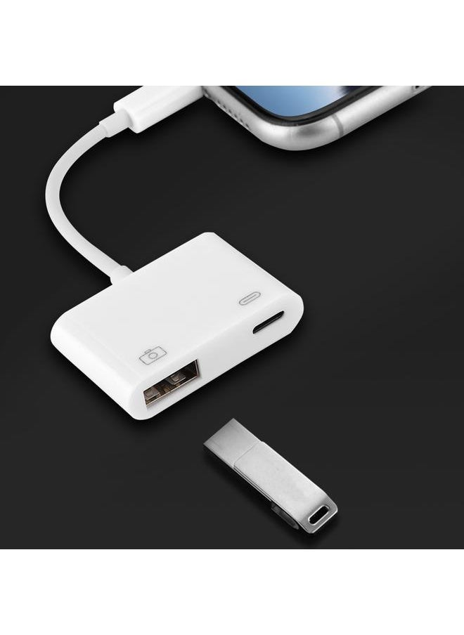 Thoraya - Lightning to USB 3.0 Camera Converter Data Sync Cable For Apple iPhone White - Image 1