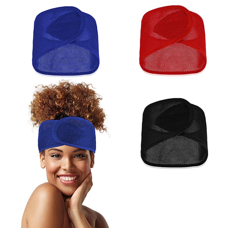 Aster Aster 3 Pieces Mesh Hair Wraps for Black Women Sleeping Adjustable Hair Covers for Sleeping Natural Hair Wash Face Sleep hair Caps Spa Headbands Hair Wraps for Sleeping for Long Short Hair