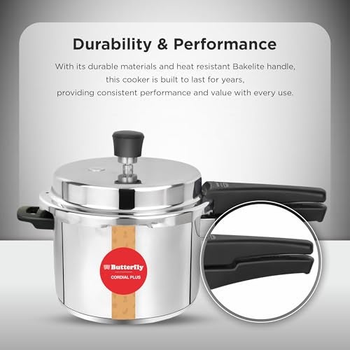 Butterfly Cordial Plus 2L, 3L & 5L SS Pressure Cooker Combo | Stainless Steel | Induction & Gas Stove Compatible| ISI Certified| Triple Safety System| Silver - Image 4