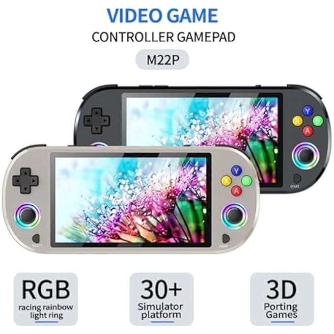 HANDHELD GAME CONSOLE 5 INCH DISPLAY, RETRO MINI GAMING CONSOLE WITH GAMEPAD, 11000+ GAMES, 64G, RGB JOYSTICKS, 3000MAH BATTERY, 30+ EMULATORS, HDMI, BLACK PORTABLE CONSOLE - Image 5