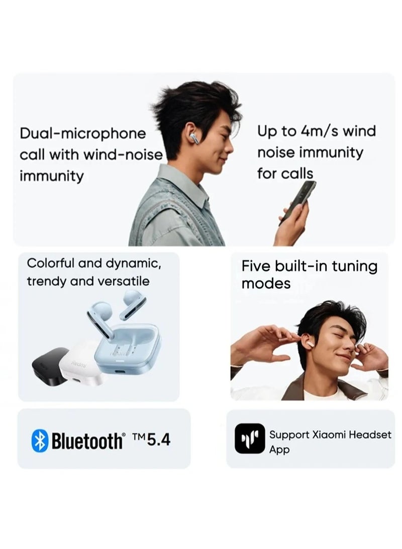 ريبنيو سماعات أذن Buds 6 Active Bluetooth V5.4 عمر البطارية 30 ساعة 5 أوضاع تعديل ميكروفون مزدوج مكالمات عالية الدقة سماعة رأس لاسلكية بيضاء - Image 2