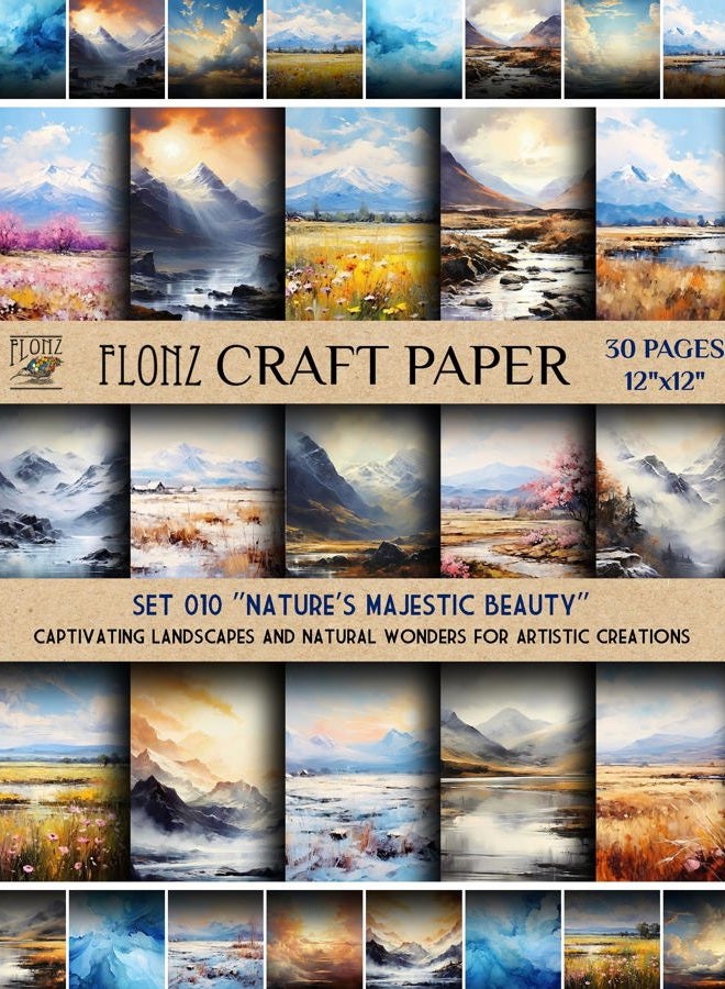 Scrapbook Paper (30 pages 12"x12") Nature's Majestic Beauty: Captivating Landscapes and Natural Wonders for Artistic Creations Vintage Styled Double Sided Paper Pad for Craft Cardmaking