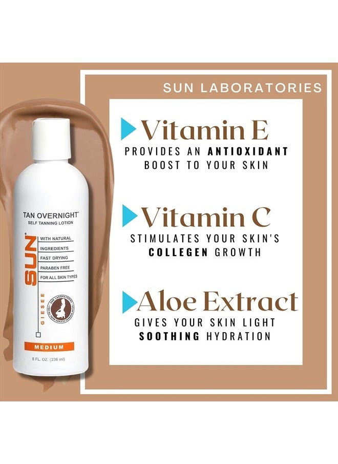 Sun Laboratories by Giesee Sun Laboratories Tan Overnight Self-Tanning Lotion for Body and Face - Sunless Tan Golden Glow - Medium - 8 fl oz Bottle  - Image 5