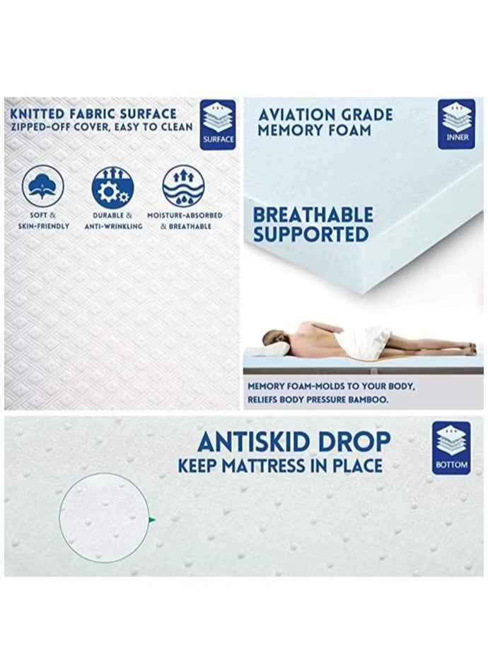 جالاكسي ديزاين غطاء مرتبة جالاكسي ديزاين من إسفنج الذاكرة (فيسكوز) بارتفاع 5 سم مع غطاء قماش محبوك قابل للإزالة (مقاس كوين 150 × 200 سم) - Image 1