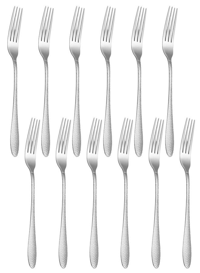 P Plus Fire Classic Small Forks, Ergonomic Handle & Durable Stainless Steel with Anti-Rust Finish, Elegant Flatware for Desserts, Snacks or Kids Meals (Small Fork, Silver, Pack of 12) - Image 1