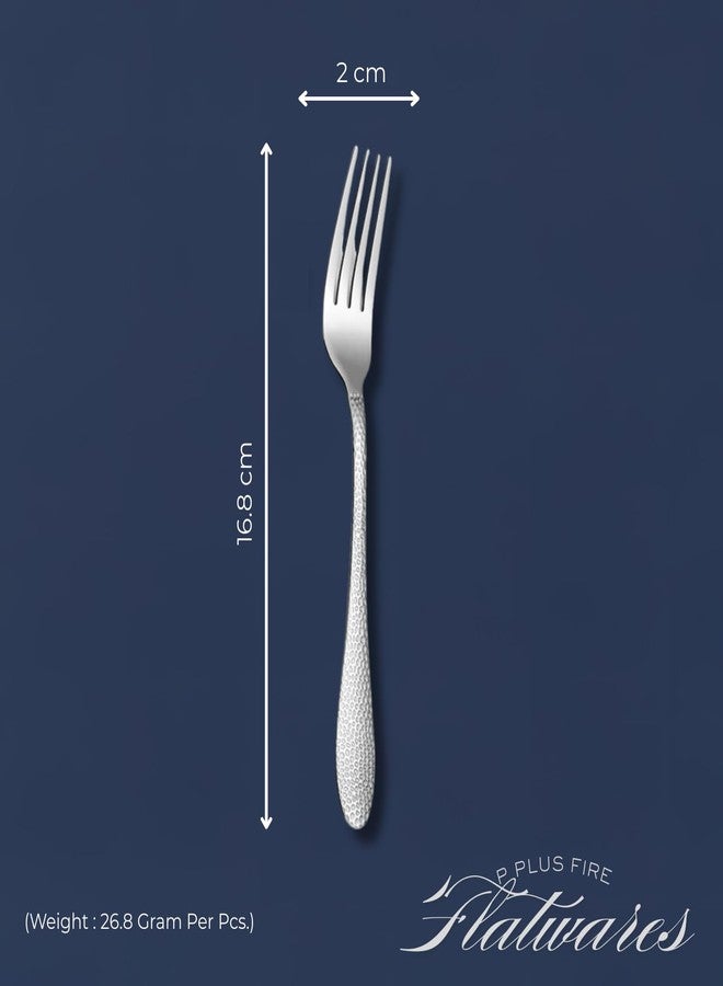 P Plus Fire Classic Small Forks, Ergonomic Handle & Durable Stainless Steel with Anti-Rust Finish, Elegant Flatware for Desserts, Snacks or Kids Meals (Small Fork, Silver, Pack of 12) - Image 2