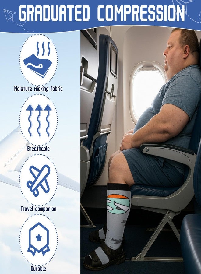 Cuffbow 4 Pairs Plus Size 3xl Airplane Travel Compression Socks Wide Calf 15-25 Mmhg Wide Knee Support Socks for Men Women Pilots Circulation Travel and Flight Lovers - Image 4