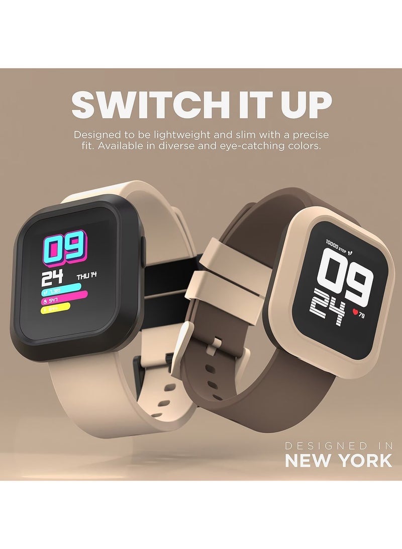 iTouch Unisex Interactive Flex Watch Black/Beige with  Interchangeable Silicone Strap, TF401A-G20 - Image 2