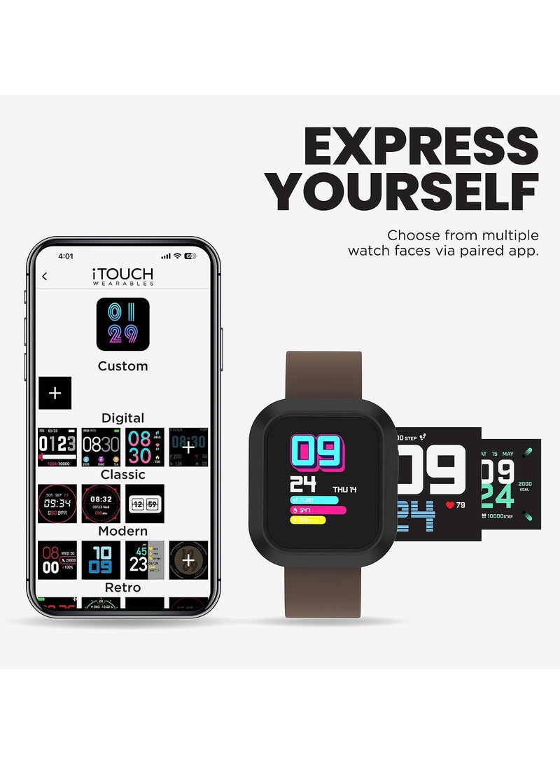 iTouch Unisex Interactive Flex Watch Black/Beige with  Interchangeable Silicone Strap, TF401A-G20 - Image 4