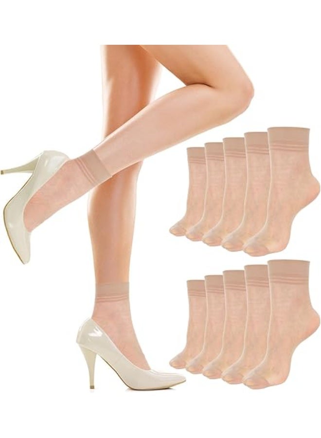 سونسر 6 قطع جوارب نايلون للنساء جوارب قصيرة شفافة رقيقة باردة شفافة من الساق جوارب حريرية للنساء والفتيات (لون البشرة) - Image 1