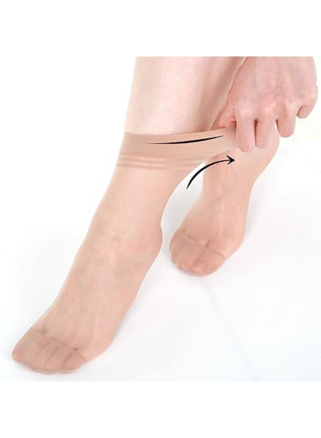 سونسر 6 قطع جوارب نايلون للنساء جوارب قصيرة شفافة رقيقة باردة شفافة من الساق جوارب حريرية للنساء والفتيات (لون البشرة) - Image 4