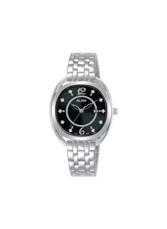 ALBA Ladies' Hand Watch FASHION Stainless Band, Black Dial AH7BH1X1