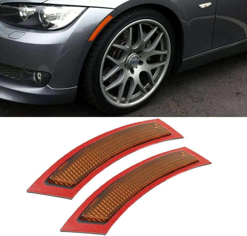 GSRECY 2pcs for E92 E93 3 Series 2DR 2007-2013, Amber Lens Front Side Marke Fender Bumper Reflector - Image 1
