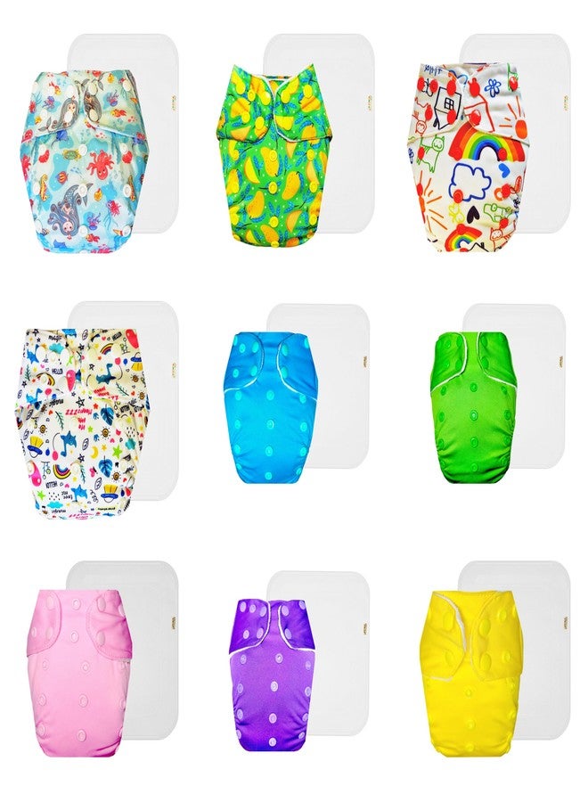 Dumbledo Premium Cloth Diaper with Cotton Insert (Pack of 9) | Hypoallergenic | Leakproof | Quick Dry | Worry-Free Diapering | 3 Months - 3 Years | Unisex Baby - Image 1