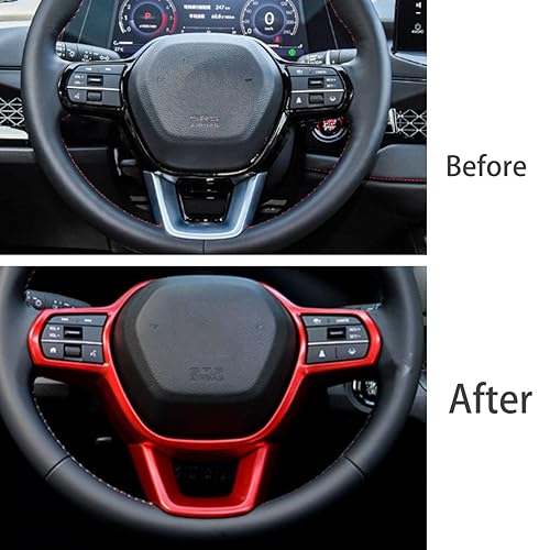 TLIFORT Steering Wheel Cover Interior Trim, for 11th 2023 2024 2025 2026 Honda Accord CR-V HR-V, for Honda Civic 2022-2026, ABS Red - Image 2