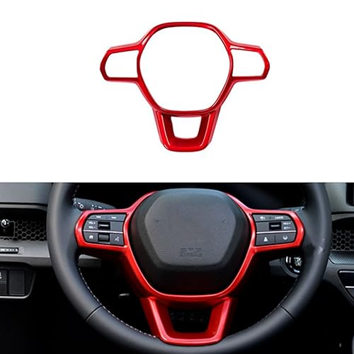 TLIFORT Steering Wheel Cover Interior Trim, for 11th 2023 2024 2025 2026 Honda Accord CR-V HR-V, for Honda Civic 2022-2026, ABS Red - Image 1