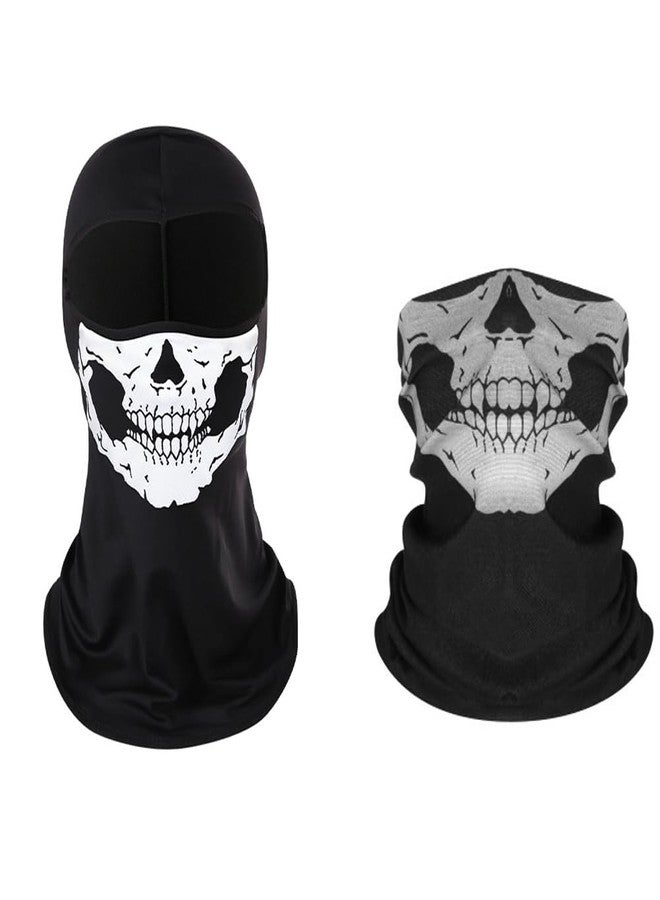 Wnddle 2Pcs Skull Balaclava Ghost Mask, Motorcycle Balaclavas for Men, Neck Gaiter for Men Breathable Full Face Ghosts Masks - Image 1