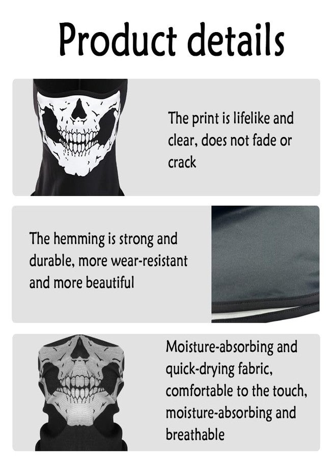 Wnddle 2Pcs Skull Balaclava Ghost Mask, Motorcycle Balaclavas for Men, Neck Gaiter for Men Breathable Full Face Ghosts Masks - Image 4