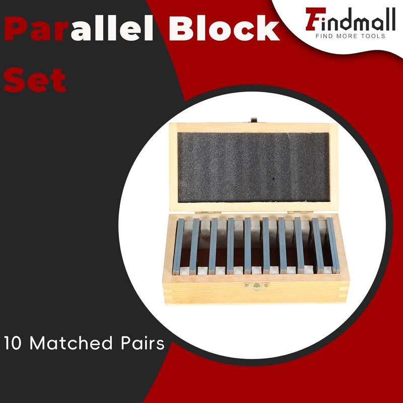 findmall 10 Pair 1/8 x 3 Accuracy Parallel Block Set .0002 Hardened Gage Gauge Tool Set - Image 2