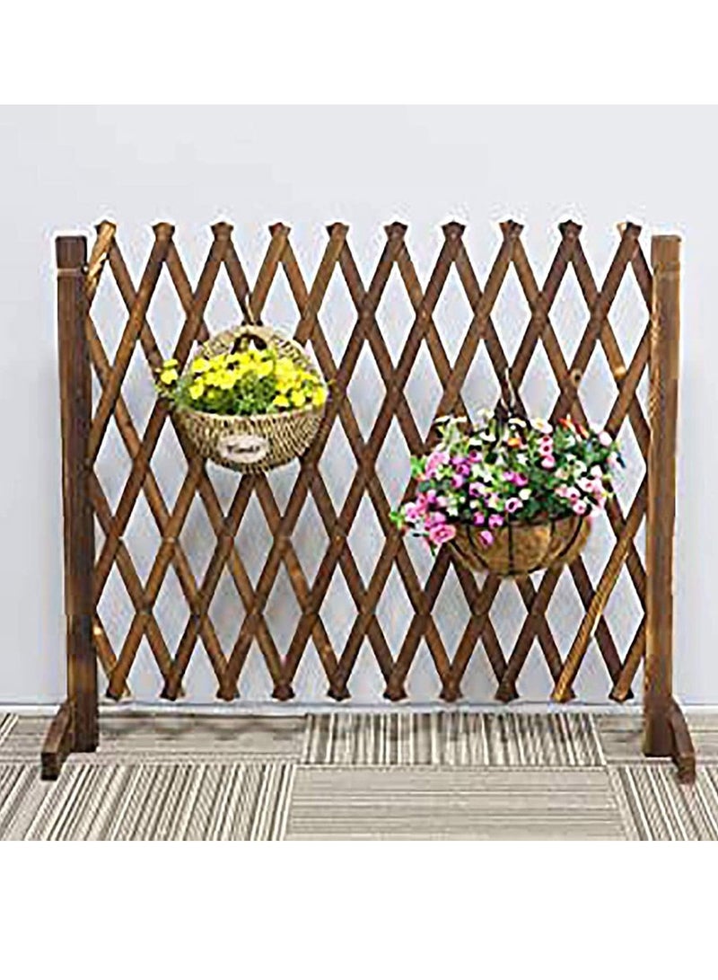 FFD Expandable Wooden Garden Fence 120x98x12cm- Portable and Versatile Wooden Wicker Fence for Home and Garden, Wall Hanging Wooden Fence for Decor and Plant Trellis Frame - Image 1