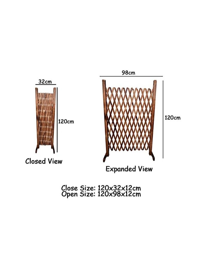 FFD Expandable Wooden Garden Fence 120x98x12cm- Portable and Versatile Wooden Wicker Fence for Home and Garden, Wall Hanging Wooden Fence for Decor and Plant Trellis Frame - Image 2