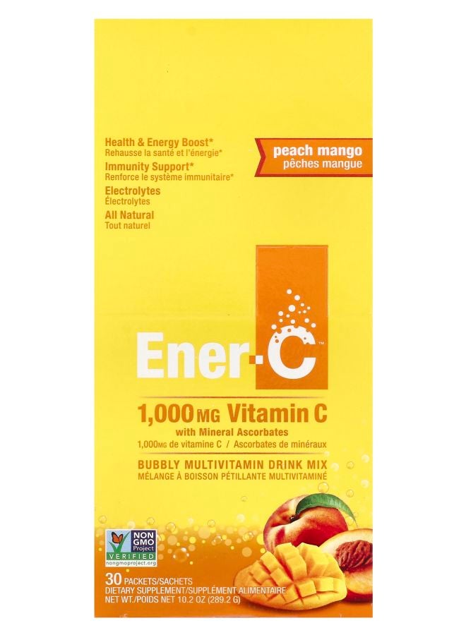 Ener-C مشروب فيتامينات متعدد الفيتامينات بنكهة الخوخ والمانجو 30 عبوة 0.3 أونصة (9.64 جرام) لكل منها - Image 1