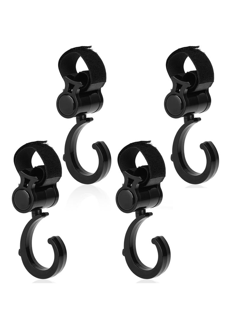 4pcs Multi-purpose 360°  Rotated Strong and Sturdy Stroller Hooks  (Black) - Image 1