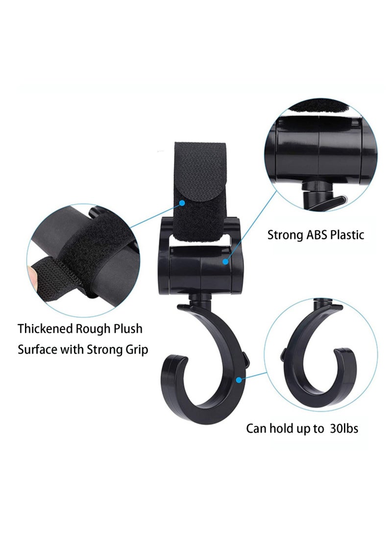4pcs Multi-purpose 360°  Rotated Strong and Sturdy Stroller Hooks  (Black) - Image 2