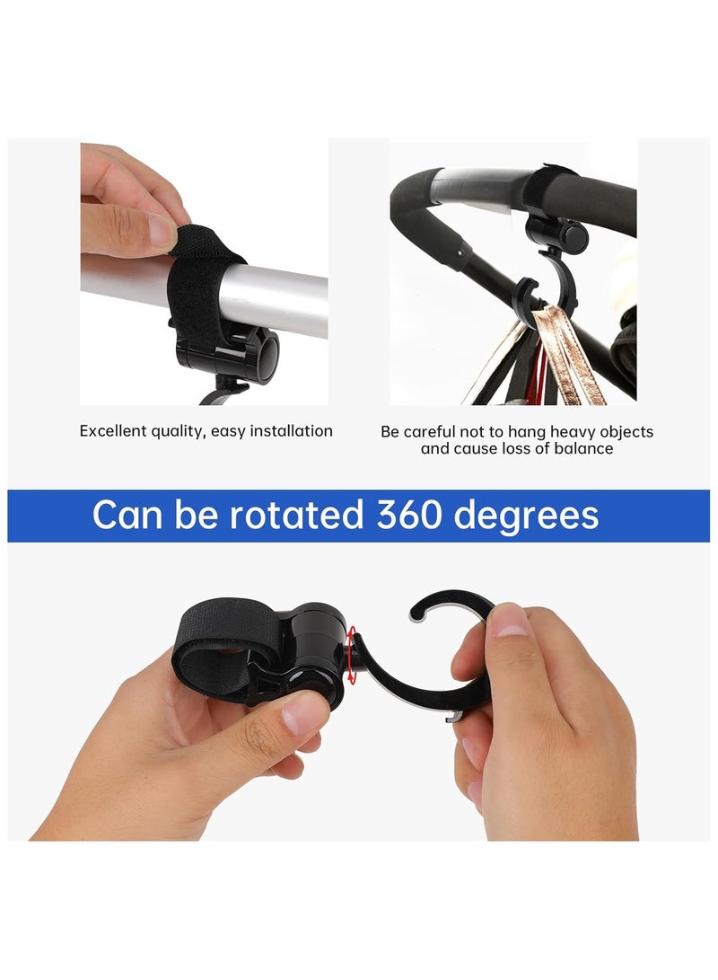 4pcs Multi-purpose 360°  Rotated Strong and Sturdy Stroller Hooks  (Black) - Image 3