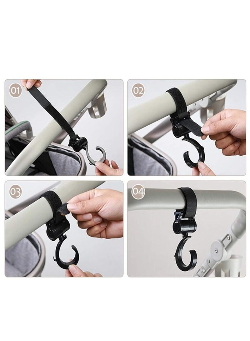 4pcs Multi-purpose 360°  Rotated Strong and Sturdy Stroller Hooks  (Black) - Image 5