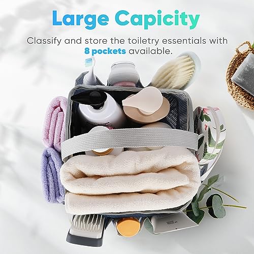 EUDELE حامل دش EUDELE الشبكي المحمول لأساسيات غرفة النوم الجامعية، حامل دش سكني بسعة كبيرة 8 جيوب للشاطئ، السباحة، الصالة الرياضية، أساسيات السفر - Image 2