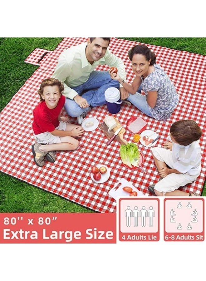 jaexest Extra Large Family Picnic Blanket – 2m x 2m Outdoor Beach Mat – Portable Foldable Waterproof Sandproof Blanket with Carry Tote – Ideal for Camping, Travel, Hiking, Grass, and Sand - Image 2