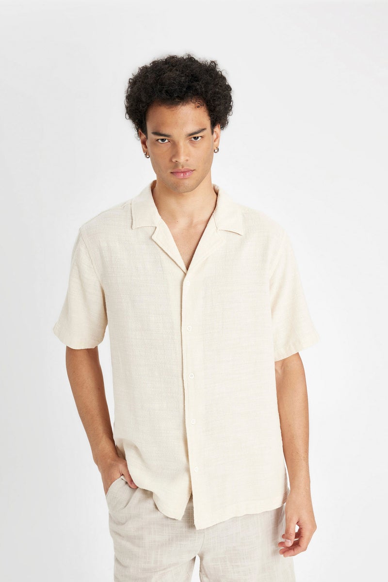 DeFacto Man Regular Fit Apache Collar Cotton Short Sleeve Shirt - Image 2