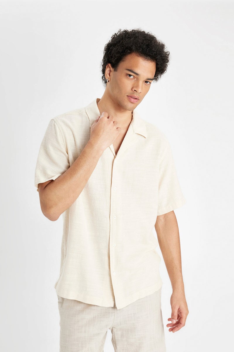 DeFacto Man Regular Fit Apache Collar Cotton Short Sleeve Shirt - Image 4