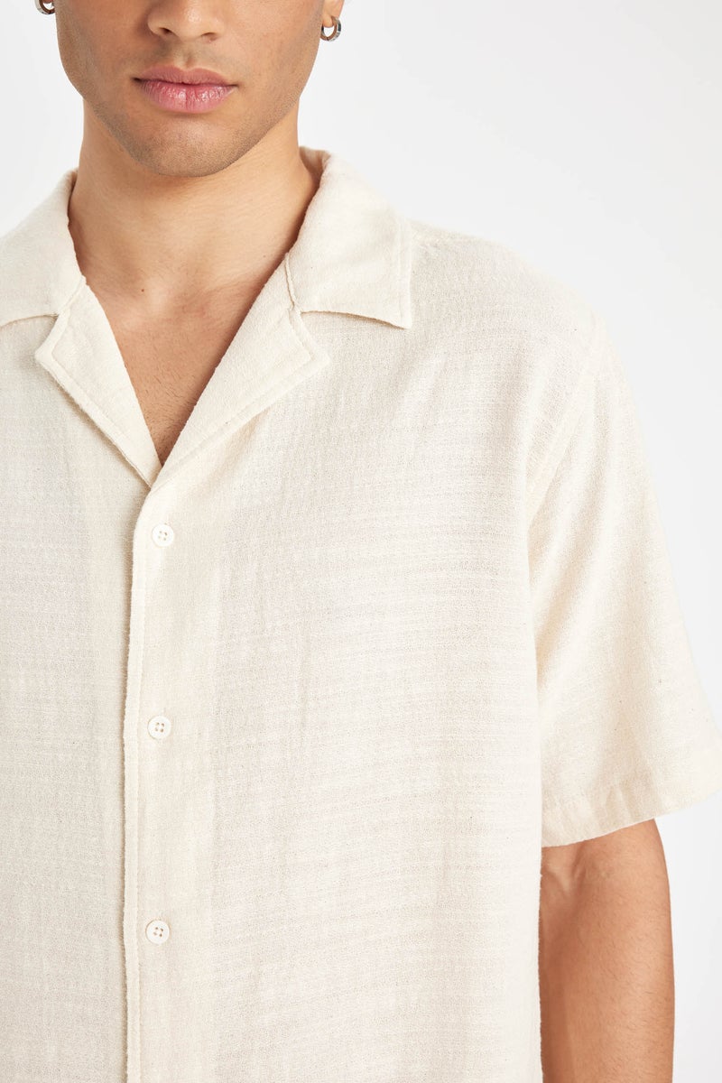 DeFacto Man Regular Fit Apache Collar Cotton Short Sleeve Shirt - Image 5