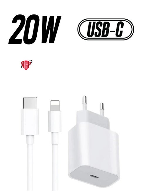For Iphone 20w Charger Apple 11/12/13 Usb-c To Lightning Power Adapter 1m Data Cable Eu Plug