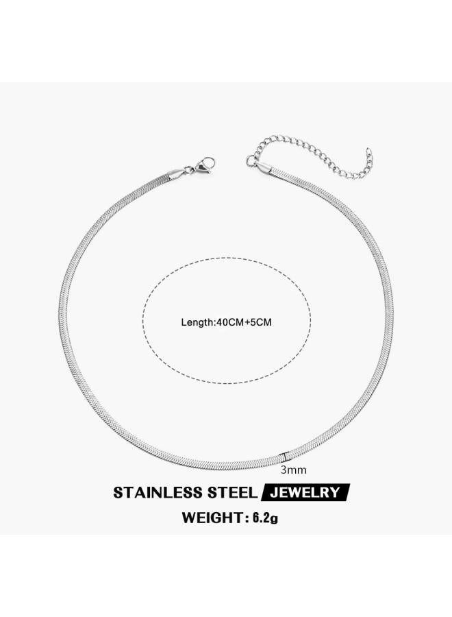 Stainless Steel Snake Bone Chain European And American Fashion Popular Simple Design 8k Gold Plated Titanium Steel Necklace Elegant All-match Necklace 